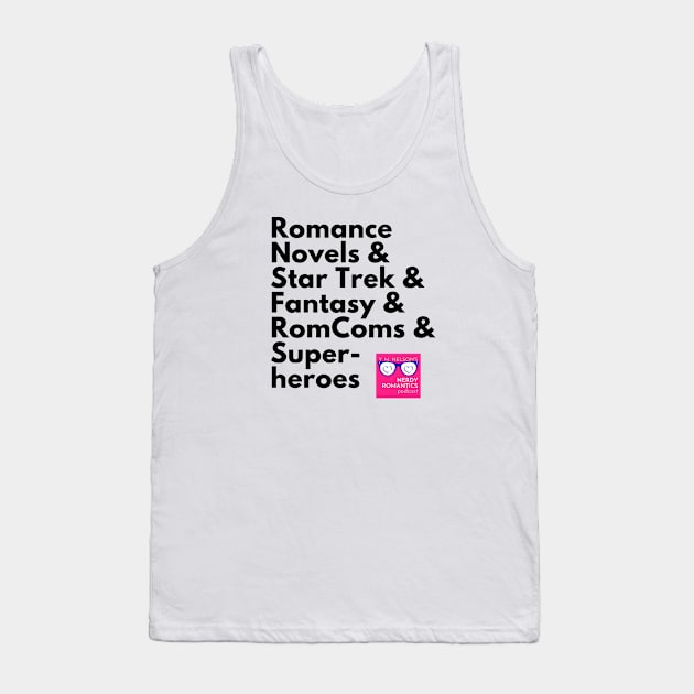 NRP Topic Black Letters Romance Logo Tank Top by Nerdy Romantics Fan Shop